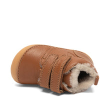 Indlæs billede til gallerivisning Begyndersko m. velcro og lammefoer, Cognac