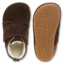 Indlæs billede til gallerivisning Uld-hjemmesko m. velcro, Mørkebrun