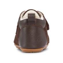 Indlæs billede til gallerivisning Uld-hjemmesko m. velcro, Mørkebrun