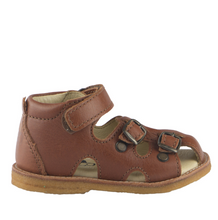 Indlæs billede til gallerivisning Rap begyndersandal med velcro og spændelukning/ Cognac yderside