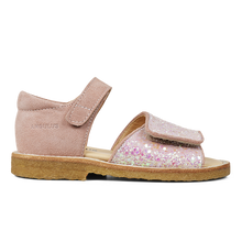 Indlæs billede til gallerivisning Sandal m. velcro, Peach glitter
