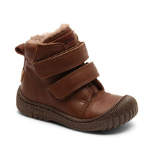 Indlæs billede til gallerivisning Bisgaard begynder TEX-støvle med dobbelt velcrolukning og uldfoer/ Brun