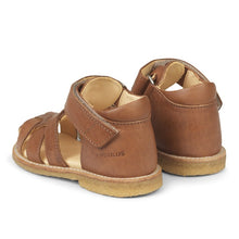 Indlæs billede til gallerivisning Angulus begyndersandal med velcrolukning/ Cognac hæl