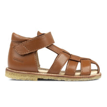 Indlæs billede til gallerivisning Angulus begyndersandal med velcrolukning og rågummisåler/ Cognac side