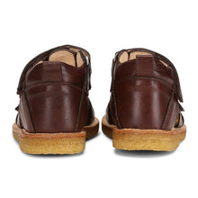 Indlæs billede til gallerivisning Angulus begyndersandal med dobbelt velcrolukning/ Mørkebrun hæl