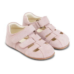 Begyndersandal m.  velcro, Beige/sart rosa