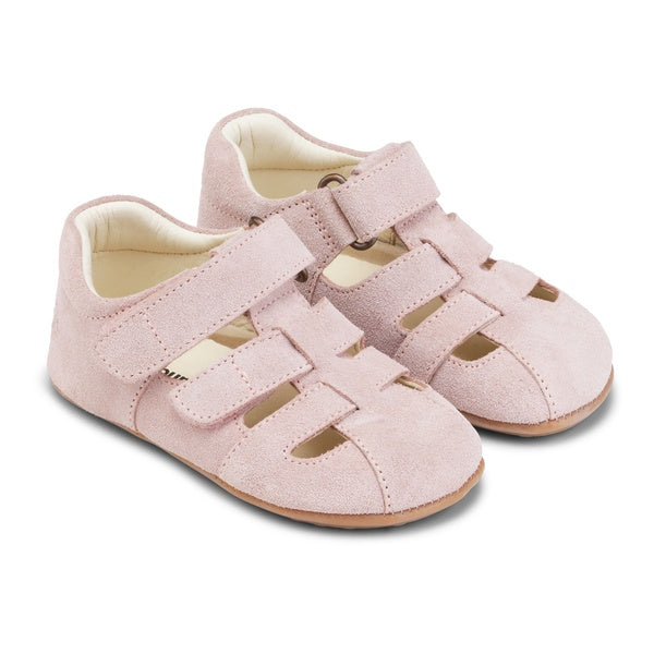 Begyndersandal m.  velcro, Beige/sart rosa