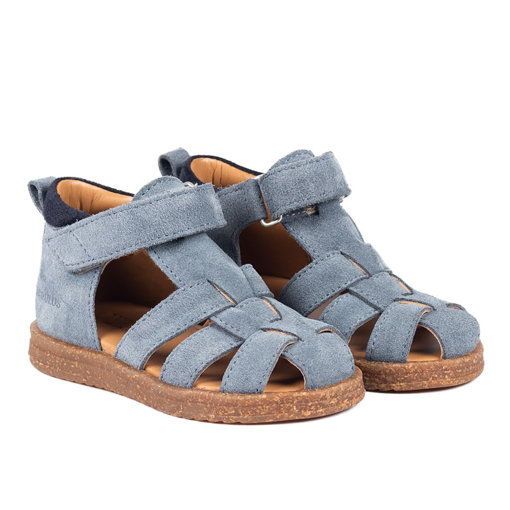 Begyndersandal m. velcro, Jeansblå