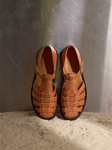 Sandal m. spænde, Cognac