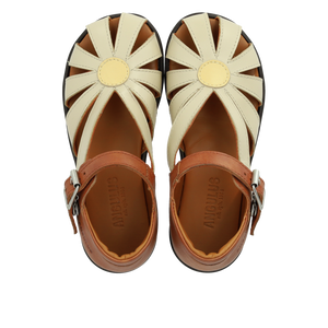 Sandal m. spænde, Congac/Råhvid