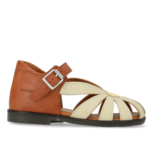 Sandal m. spænde, Congac/Råhvid