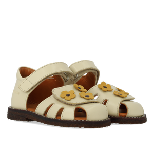 Begyndersandal m. velcro, Råhvid