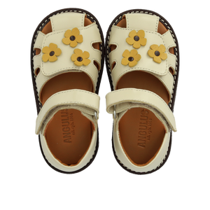 Begyndersandal m. velcro, Råhvid