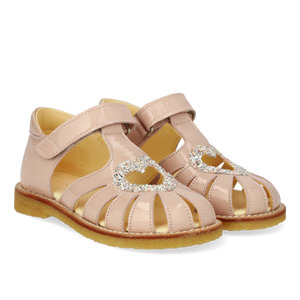 Sandal m. velcro, Rosa Glitter