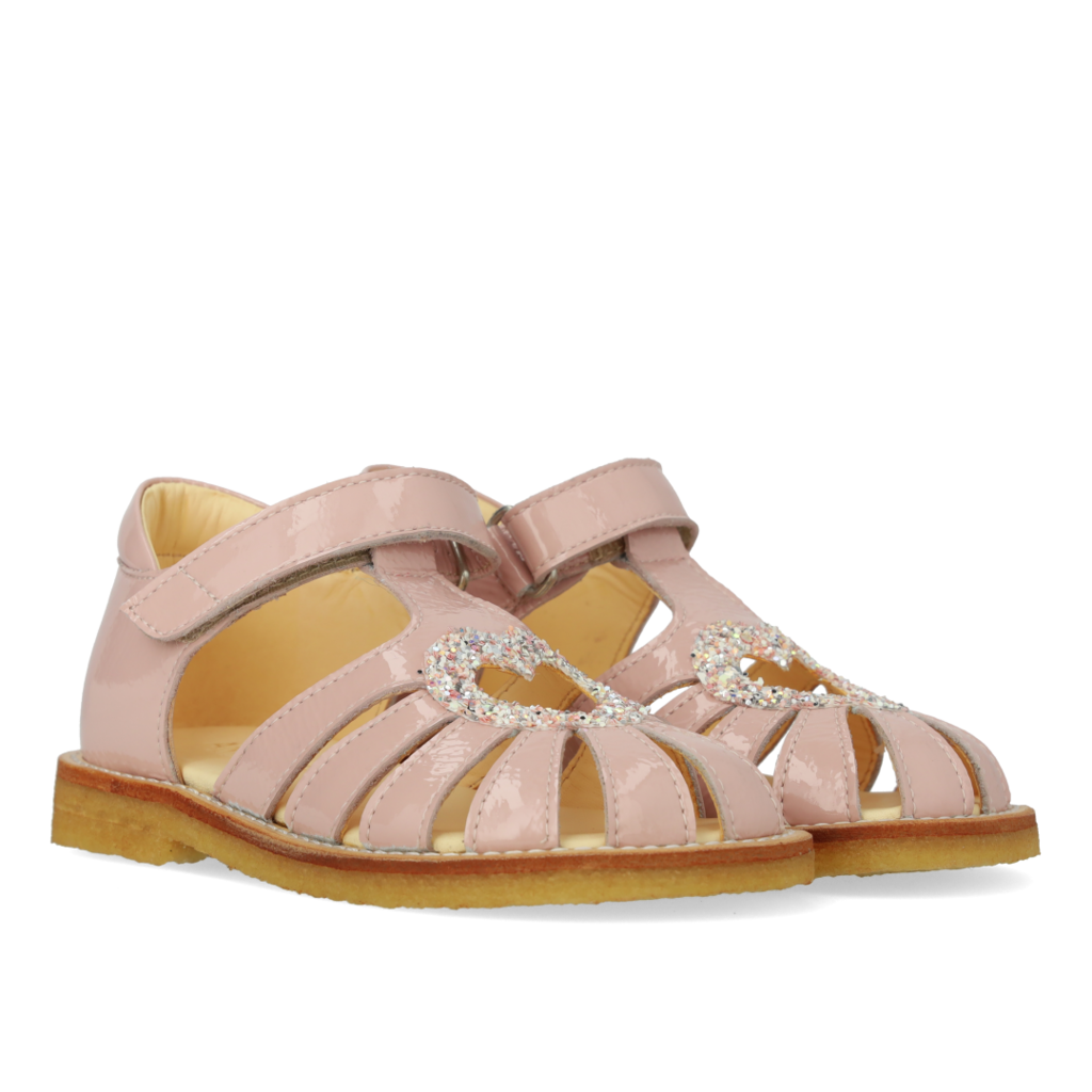 Sandal m. velcro, Rosa Glitter