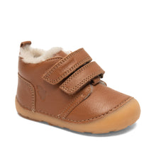 Indlæs billede til gallerivisning Begyndersko m. velcro og lammefoer, Cognac
