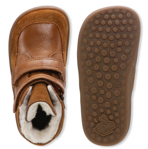 TEX-vinterstøvle m. velcro, Cognac