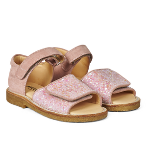 Sandal m. velcro, Peach glitter