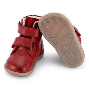 Bundgaard TEX-støvle med dobbelt velcrolukning og uldfoer/ Rød