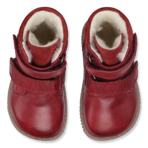 Bundgaard TEX-støvle med dobbelt velcrolukning og uldfoer/ Rød top