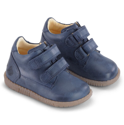 Bundgaard sko med dobbelt velcrolukning og Zero Heel sål/ Navy 