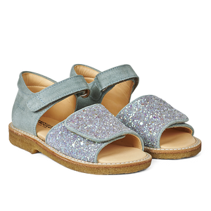 Sandal m. velcro, Mint glitter
