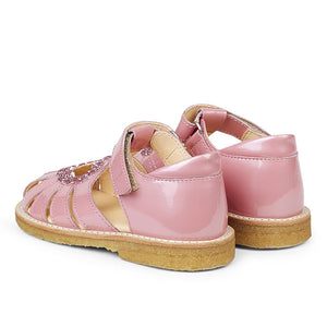 Sandal m. velcro, Pink Glitter
