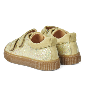 Sneakers m. velcro, Gul glitter