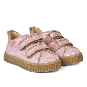 Sneakers m. velcro, Rosa glitter